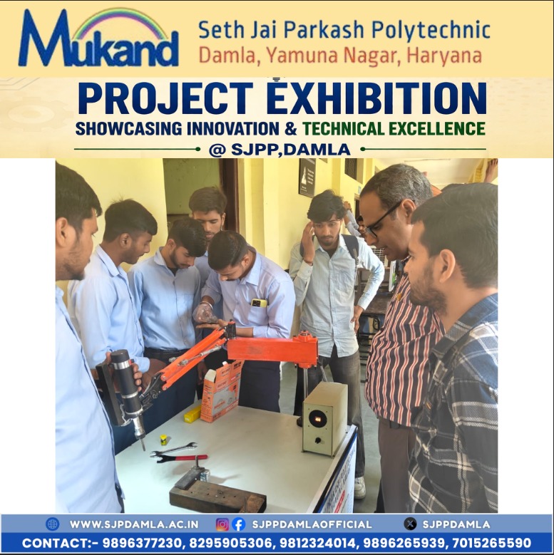 sjppdamla's tweet photo. Seth Jai Parkash Polytechnic, Damla successfully organized a Project Exhibition featuring a wide range of innovative projects developed by students from various departments.

#SJPPDamla #ProjectExpo #EngineeringStudentsIndia #PolytechnicStudents #StudentInnovation #TechProjects https://t.co/WhfnNU4esn