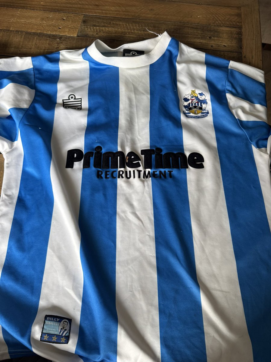 dj_htafc's tweet photo. Grandad found this and gave it me back. My first Town shirt - I’m 37 now 🥺 I haven’t seen it since a kid.
Brings back a lot of memories. Growing up near Liverpool  boys would pick out Everton and Liverpool players to emulate at school and I’d just want to be Danny 😂 #htafc https://t.co/i1SlywRyfN