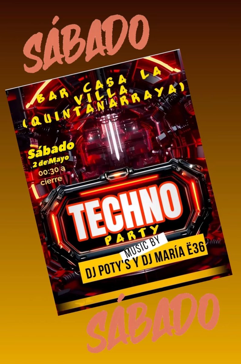 Quintanarraya's tweet image. 🔥 Esta noche Quintanarraya se enviende 🔥
Prepárate para una auténtica #TechnoParty en el salón del Ayuntamiento con DJ Poty’s &amp;amp; DJ María E36 🕧 Desde las 00:30 hasta cierre
 ¿Te lo vas a perder? ⚡

#Quintanarraya #Techno #Fiesta #SábadoNoche #MúsicaElectrónica