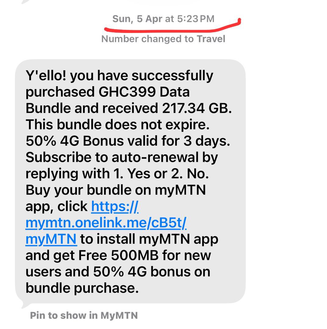 realmaxibillion's tweet photo. .@MTNGhana Dear MTN Ghana, this is really unfair. I bought a GHS 399 data bundle on 5th April and in less than a month it’s completely finished. I use it only on my iPhone 17 Pro Max, no hotspot, no sharing. Customer care isn’t giving any clear explanation either. Where exactly is my data going? This isn’t right!!!😭😭😭