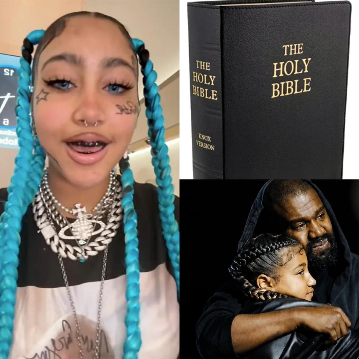 razorblade300's tweet photo. Jesus Christ 😳🚨🙏❤️

Kanye West’s 12 years old daughter North West has officially given her life to Jesus Christ.  

She made it public that Jesus is her personal lord and savior and she will worship him All the days of her life. 

Meanwhile, her mum Kim doesn't want her to share any ideology of her father because she believed Kanye West isn't a good role model for kids 

Everybody is giving their life to Christ,  God truly is the greatest .

Jesus is KING