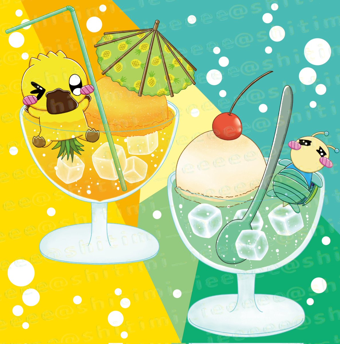 shitimi_ieeeee's tweet photo. カモップルとかめちゅうでオリジナルドリンク🍹

 #絵描きさんと繋がりたい
 #illustration
 #イラスト https://t.co/zzRdZRlXye