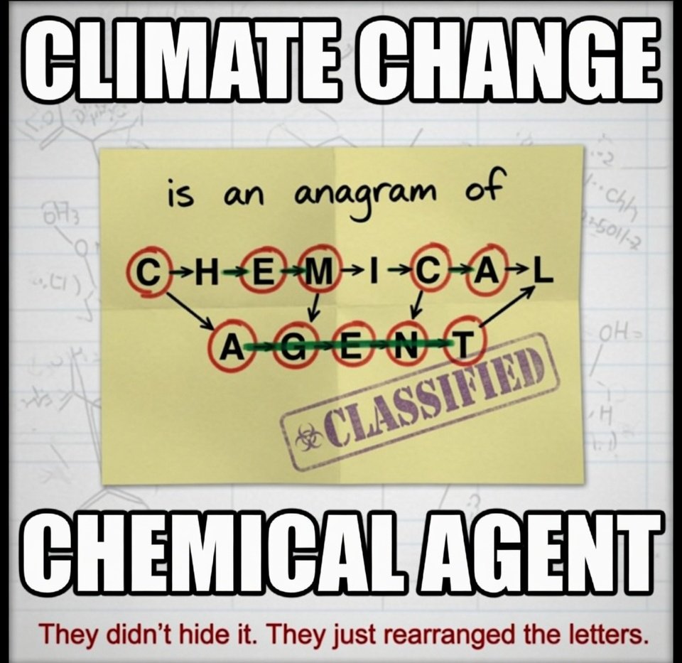 WhiteTeeTurnip's tweet image. ⭕ They didn't hide it, they just rearranged the letters 🫡 #climatechange #conspiracy