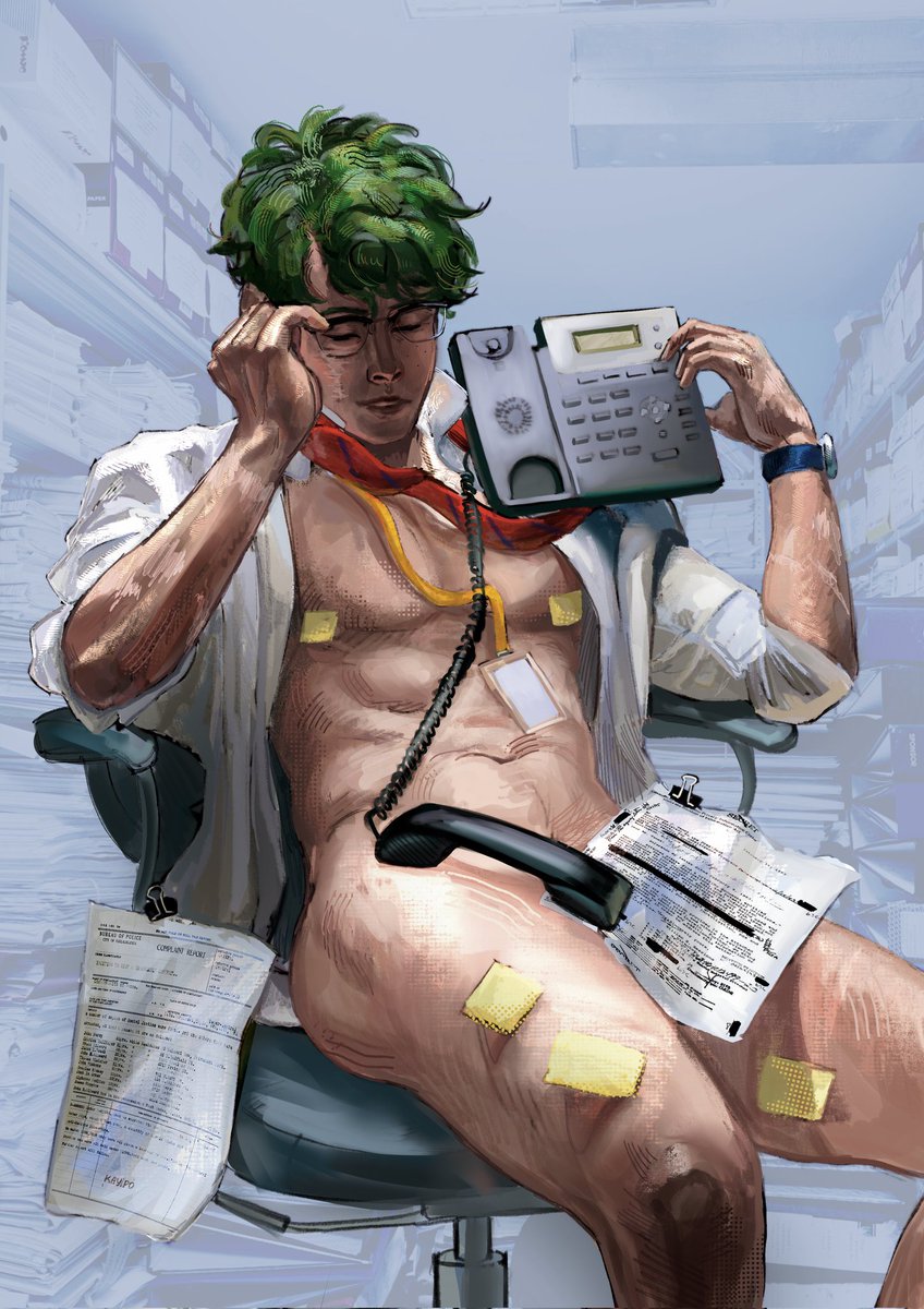 _kayipo's tweet photo. In honor of the release of the extra episode, here's Izuku at the office😋 
#MHA #myheroacademia https://t.co/MzYiCfZxjN