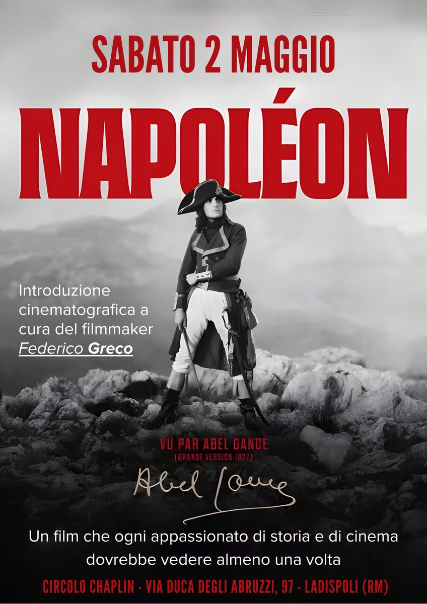 flean1973's tweet photo. Il Circolo Chaplin presenta
un film evento, un'esperienza cinematografica unica proposta in una versione rivisitata

📷*Sabato 2 maggio*
ingresso ore 18.00

Introduzione cinematografica a cura del filmmaker Federico GRECO

Consigliata prenotazione al 3283142297 https://t.co/zxiGu6DtP8