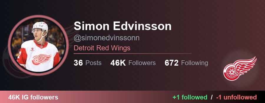 NHLFollowTrack's tweet image. 👉 simonedvinssonn (Simon Edvinsson) started following 1 and unfollowed 1:

✅ davidgustafsson11 (David Gustafsson)
🔗 instagram.com/davidgustafsso…

❌ carolineenmark (Caroline Enmark)
🔗 instagram.com/carolineenmark

#LGRW #NHL