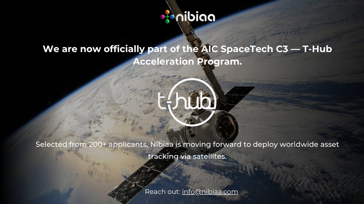 nibiaa_devices's tweet photo. Nibiaa was selected from over 200 applicants for the AIC SpaceTech C3 at @THubHyd — one of India's most competitive space-tech acceleration programs. 
We are now deploying worldwide, satellite-powered asset tracking built for enterprise supply chains — giving logistics operators real-time visibility over every shipment, anywhere on the planet.

#Spacetech #Logistics #Asset_tracking