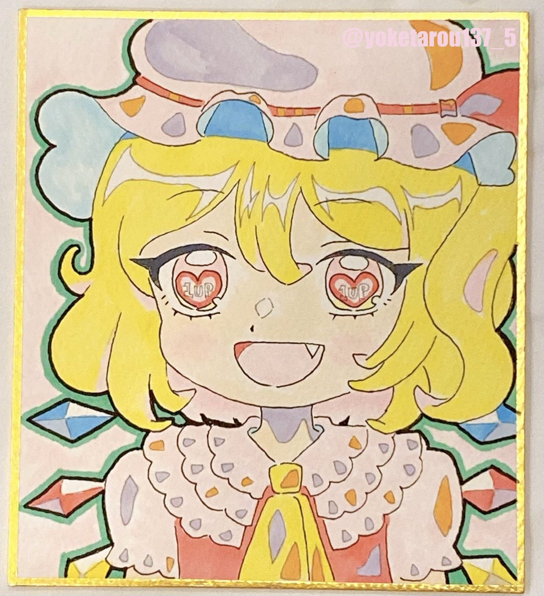 東方project フランドール・スカーレット　手書き色紙 手描きイラスト 東方Project フランドール・スカーレット アナログ