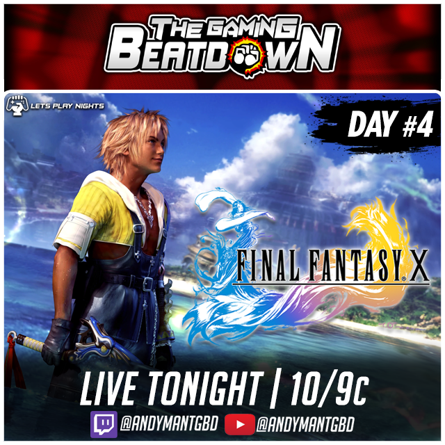 AndyManTGBD's tweet image. #TGBD LIVE TONIGHT @ 7pm PT | 8pm MT | 9pm CT | 10pm ET:
Day #4 of Final Fantasy X

TWITCH LINK: twitch.tv/andymantgbd
YOUTUBE LINK: youtube.com/@andymantgbd

#AndyManTGBD #TwitchStreamer #YoutubeStreamer #FinalFantasyX #FFX #FinalFantasy10 #FF10 #FinalFantasy