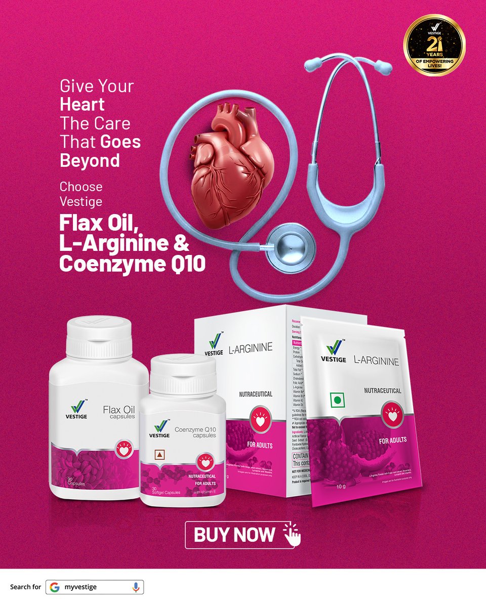 vestigemkt's tweet image. Your heart works for you every day.

Give the care it deserves with Vestige Flax Oil, L-Arginine, and Coenzyme Q10.

Buy now
#vestige #wellnessjourney #HeartHealth #healthyliving #wellnessjourneytogether