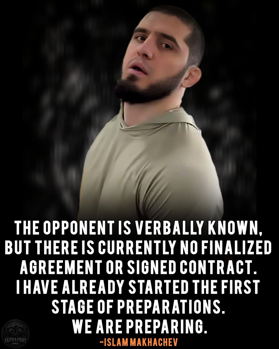 faithfightmma's tweet image. Something is brewing. No final contract yet, but the grind never stops. We stay preparing for the next challenge. Who do you think is next? ✍️🔥 #FightGame #MMA #IslamMakhachev #ComingSoon