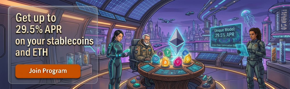 LuneExchange's tweet image. Looking for the best USDT interest rates in 2026?
As Tether posts over $1 billion in Q1 profit, Lune.fi Earn shares real aggregator revenue.
Get up to 29.5% APR on your USDT and ETH.
Manage risks safely and secure the top yields today.
#LuneFi #Earn