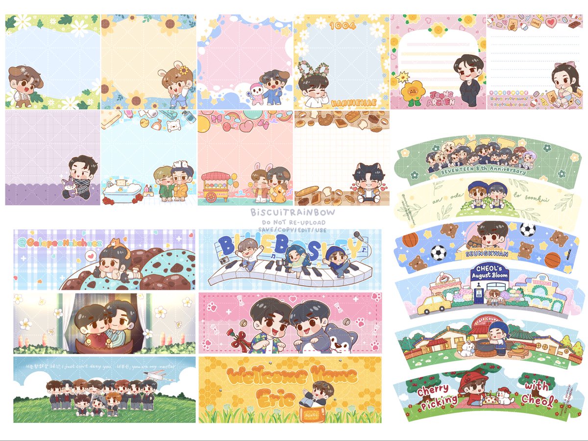 _biscuitrainbow's tweet photo. -Circle, heart BG
-Card
-Omamori
-Frame card
-Photo strip
-Post it
-Banner
-Cupsleeve https://t.co/ahFE5FAFvl