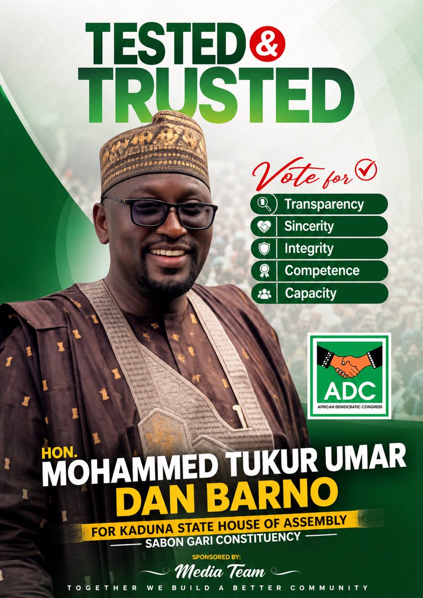 AbbaMus83464639's tweet image. Hon. Muhammad Tukur Umar (DanBarno) is stepping forward with a clear mission — to serve with integrity, transparency, and dedication to the people.

#MuhammadTukurUmar 
#BarnoDecides
#NewLeadership
#VoiceOfThePeople
#StateAssembly
#Bette