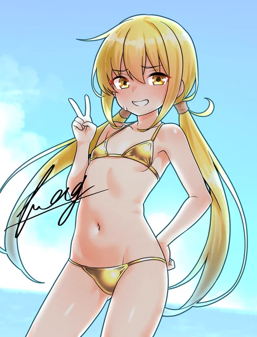 5月だしゴールデンウィークなので皐月ちゃんに金ビキニ着て貰いました(◜ᴗ◝ )