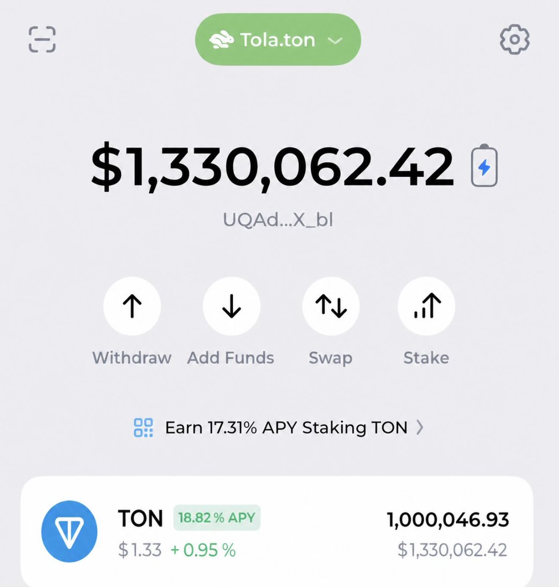 connectwithtola's tweet image. Over $1.3M dollars in TON 🤔 

What if Pavel Durov sends 1,000,000 $TON to tola.ton? Lord knows I am holding on for dear life. 😁

Meanwhile, who amongst you has staked their #TON on TonKeeper?

NB: This image isn’t real.
