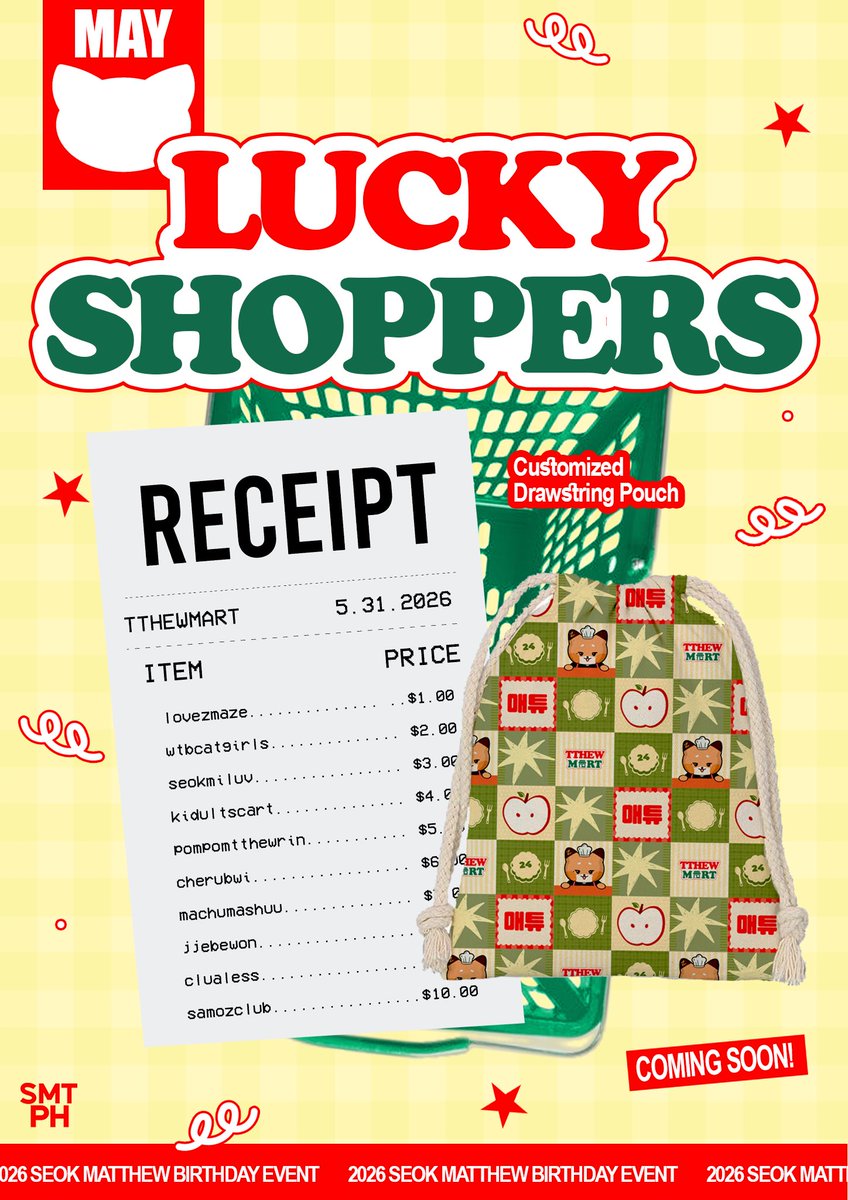 seokmatthewph's tweet photo. Attention dear shoppers! 🗣️

We are pleased to announce the top 10 lucky shoppers who will be getting a special gift from us! Congratulations and see you at TTHEWMART! 🍎🛒

#SEOKMATTHEW #석매튜 #ZEROBASEONE #ZB1 #제로베이스원 #TTHEWMART https://t.co/uOAmcjsjvb