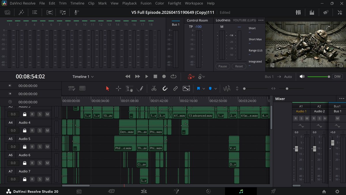 JoeEightyTwenty's tweet photo. Software stack:
— DaVinci Resolve Studio (editing, color, Fairlight, Fusion) 
— Claude via Anthropic Max (production planning, real-time learning) 
— Google Ultra (Veo, Nano Banana 2, Lyria)
No Adobe. No Final Cut. No stock audio. No stock footage. https://t.co/7XU2amSyZ3