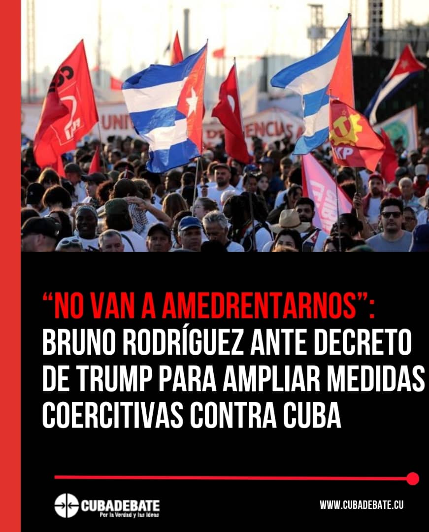 El ministro de Relaciones Exteriores, Bruno Rodríguez Parrilla, rechazó  las nuevas medidas coercitivas unilaterales adoptadas por el gobierno de EU contra Cuba, en medio de un recrudecimiento del bloqueo económico y cerco energético.
<a href="/CubaRonSA/">Cuba Ron S.A 🇨🇺</a>
<a href="/minalcuba/">Ministerio de la Industria Alimentaria de Cuba</a> 
#CubaNoSeRinde