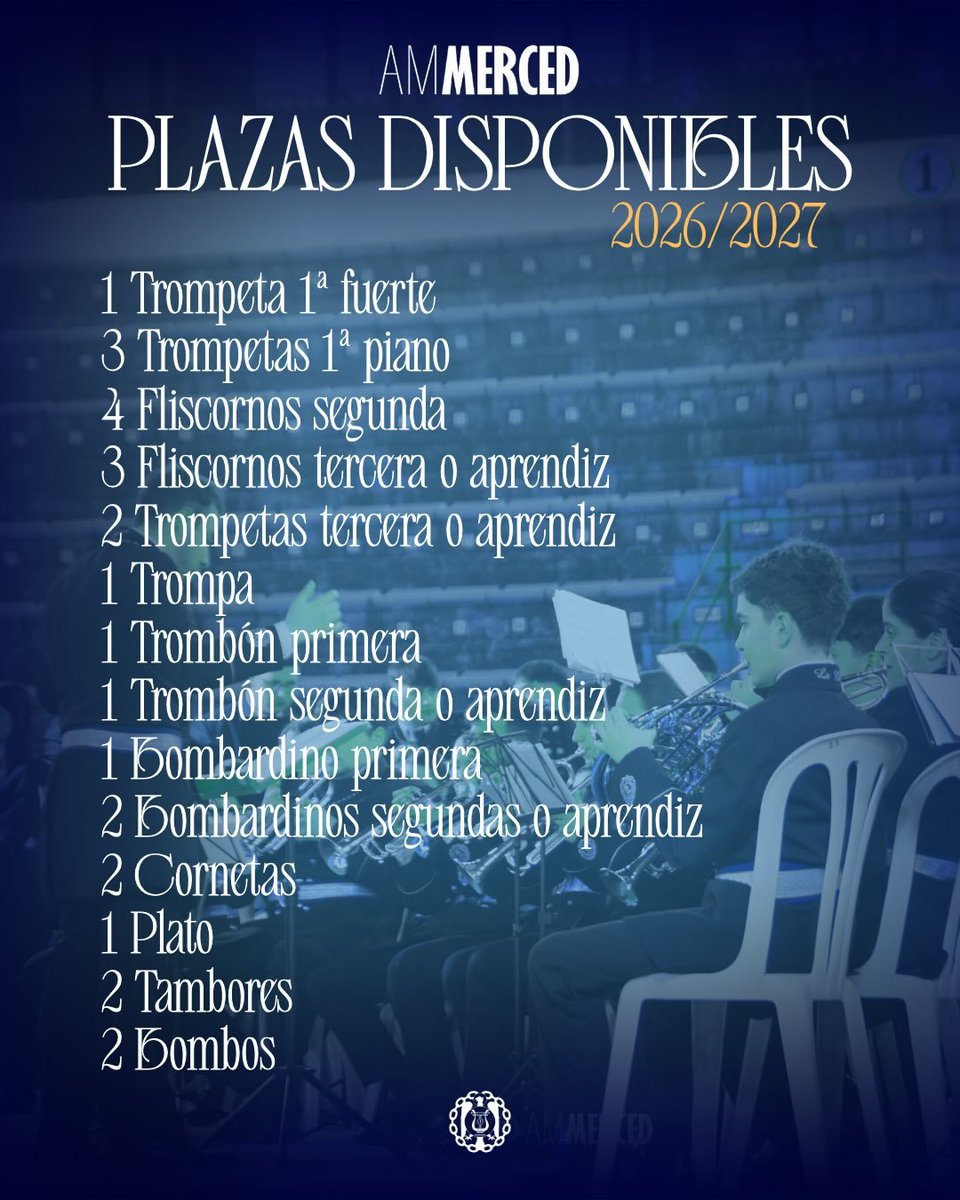 AMlaMerced's tweet photo. Nuestro objetivo; música, compañerismo y desarrollo personal desde el aprendizaje y la participación
Vive  la música desde dentro, aprender y formar parte de un gran grupo humano, ¡te esperamos!
Información e inscripciones,  675 34 37 42 o RRSS
#AMlaMerced #SuenaLaMerced https://t.co/qeUxR5hCkQ