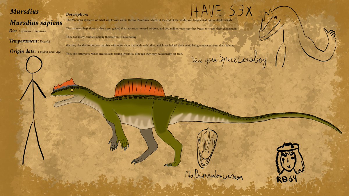 rolandblaster64's tweet image. Hello everyone, I hope you're all doing well. I'm showing you a redesign of a race I did a while ago for my worldbuilding: the Mursdius. A species from the poposaurid family that achieved sage. I hope you like it :3

(1/2)

#genevogic #worldbuilding #drawingart
