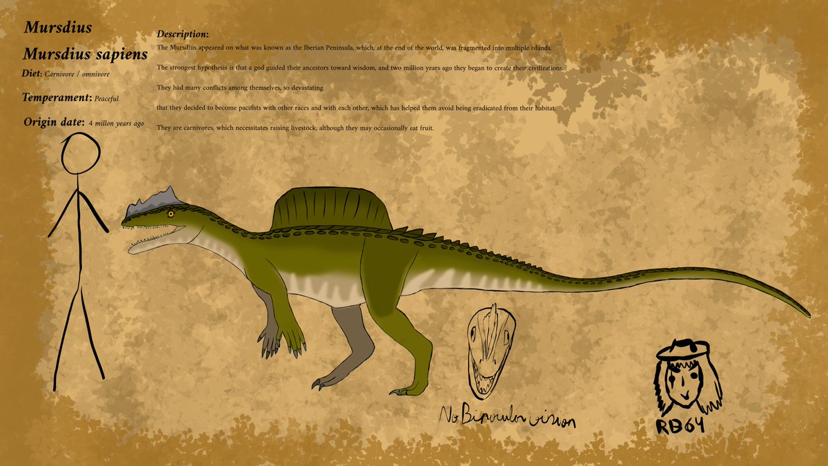 rolandblaster64's tweet image. Hello everyone, I hope you're all doing well. I'm showing you a redesign of a race I did a while ago for my worldbuilding: the Mursdius. A species from the poposaurid family that achieved sage. I hope you like it :3

(1/2)

#genevogic #worldbuilding #drawingart