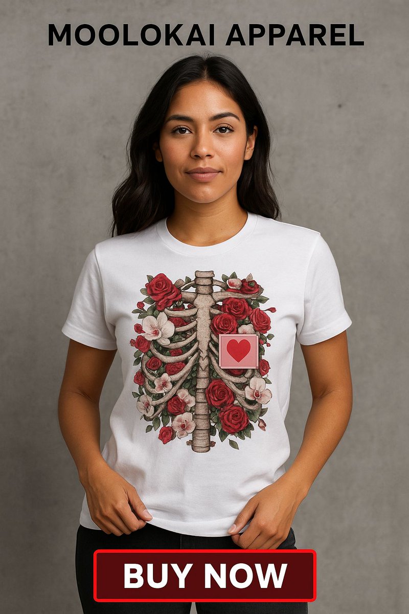 MoolokaiApparel's tweet image. Embrace your unique style with our Floral Skeleton Tee, combining comfort and vibrant design. Perfect for making a statement or gifting. How do you express your individuality? 🌹👕 #MoolokaiApparel #UniqueStyle