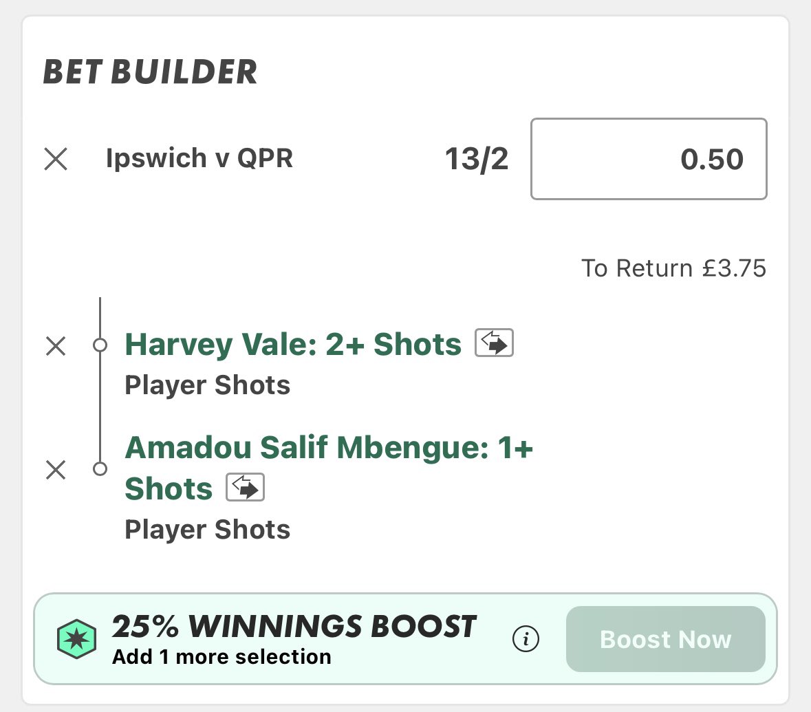 TheMooseTips's tweet photo. ⚽️Ipswich v QPR 🏴󠁧󠁢󠁥󠁮󠁧󠁿
💰0.5u/0.1u

Vale 2+ in 14/23 LGs, averaging 2.58 p90. Looks to be the most advanced player for QPR.

Mbengue 1+ in 12/21 LGs, recently going 1,0,2,1. 3/4 RBs/RWBs have managed 1+ shot v Ipswich.

@StatsHubCom 📊 https://t.co/XFb7fgBK5j