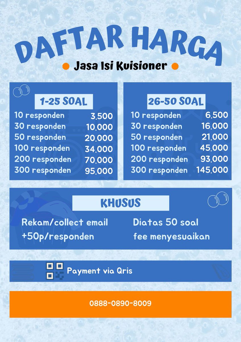 chyra123_'s tweet photo. open dan ready .Jasa isi kuesioner Aira start 300p , bisa request  &amp; revisi ,pembayaran diakhi  👯
#zonauang #Jokiskripsi #jokikuisioner #zonauang #zonajajan https://t.co/tLxhJdM5Y3