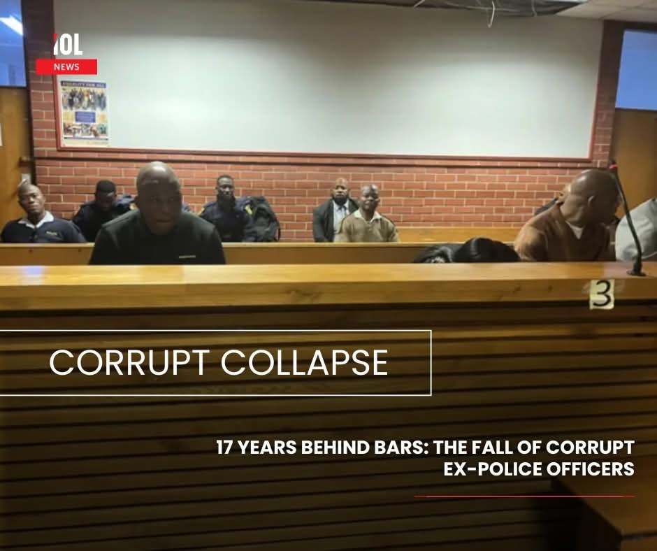 IOL's tweet image. The Pinetown Regional Court recently sentenced two former senior police officers, Lieutenant Colonel Khephu Ndlovu and Sergeant Bonginkosi Dlamini, to 17 years' imprisonment each for corruption and defeating the administration of justice. 
#news #Pinetown #court #sentenced