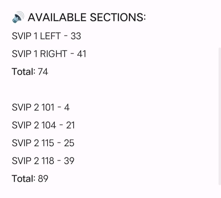 aomsdbr's tweet image. 🔊 SIGNALS CEBU: TICKET UPDATE 🎟️

[ As of 6PM ]

📢 🆕 SOLD-OUT SECTIONS:
• BOX PREMIUM: 403A, 403B, 407A, 416B, 417A

🚨 NUMBER OF TICKETS REMAINING: 588 (-59)

#BINI #BINI_Signals
#BINI_SIGNALS_TOUR
#BINI_SIGNALS_WORLDTOUR_2026