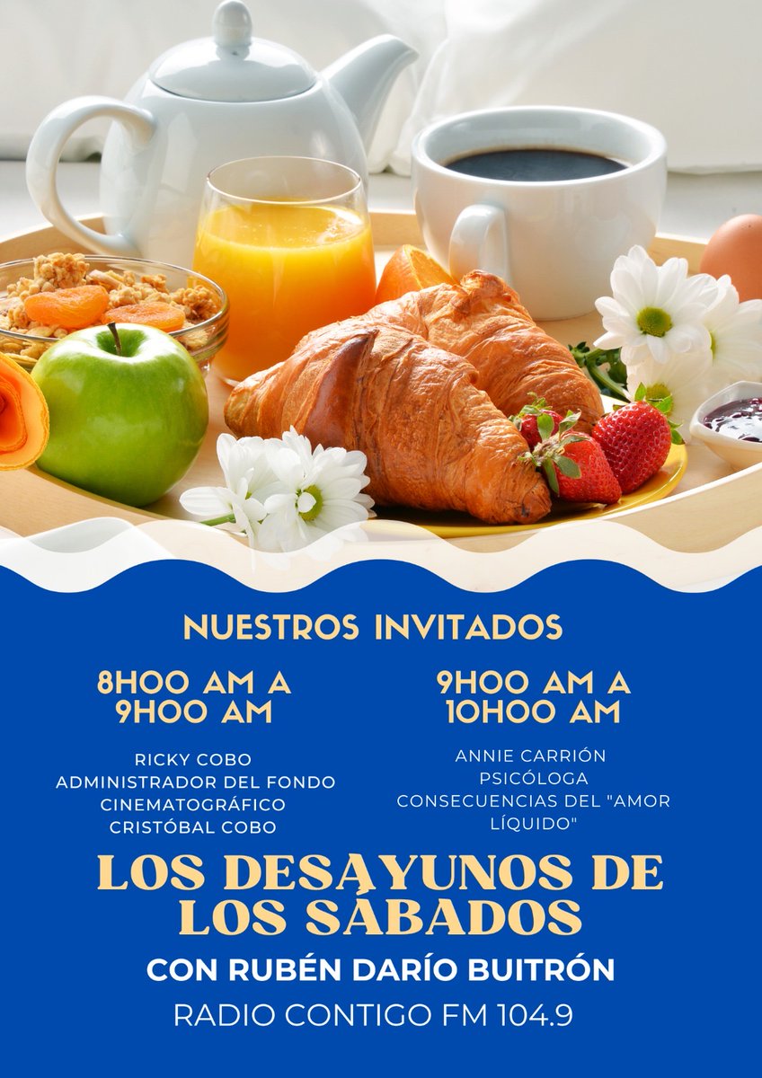 EEquinocci22838's tweet image. Hoy Sábado 2 de Mayo, Radio Contigo 104.9 FM a las 8:00 A.M. #cristobalcoboarias #ece #cca @rickycobo #empresacinematograficaequinoccial #radiocontigo