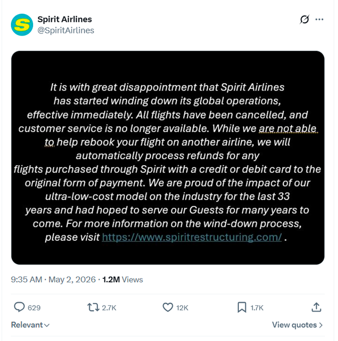 fl360aero's tweet image. Unfortunate ! After 33 years of service, Spirit Airlines goes down.

#airlines #aviation