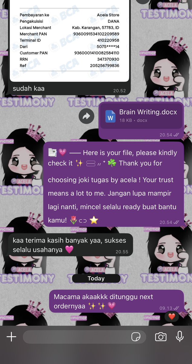 Cela; Joki Tugas 1800+ TESTI tweet media