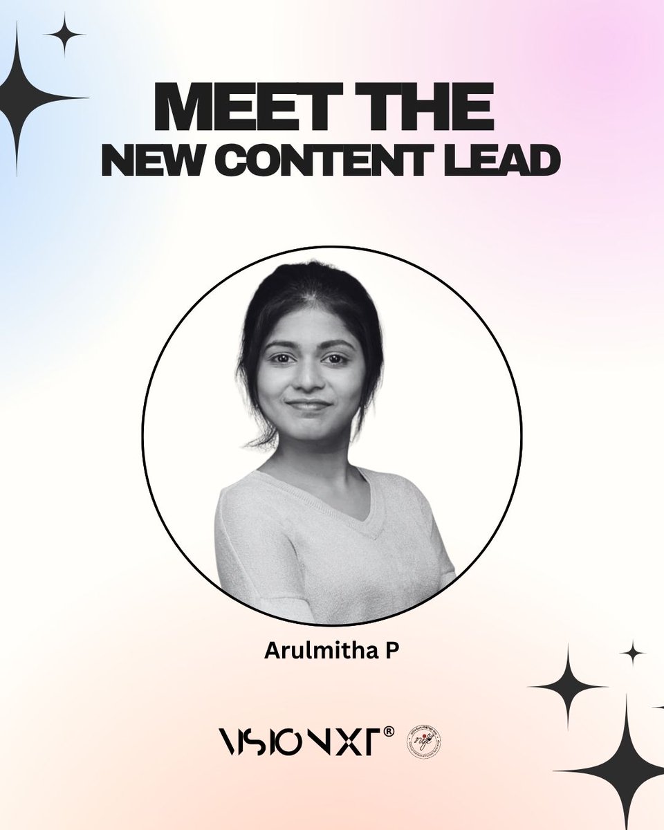 i_visionxt's tweet photo. Welcoming a new voice to the NIFT VisioNxt journey.

Introducing Arulmitha P, our Content Lead, bringing a fresh lens to storytelling and trend insights, shaping how ideas are shared across the fashion and lifestyle ecosystem. #TeamVisioNxt https://t.co/7Fng6Yrrpb