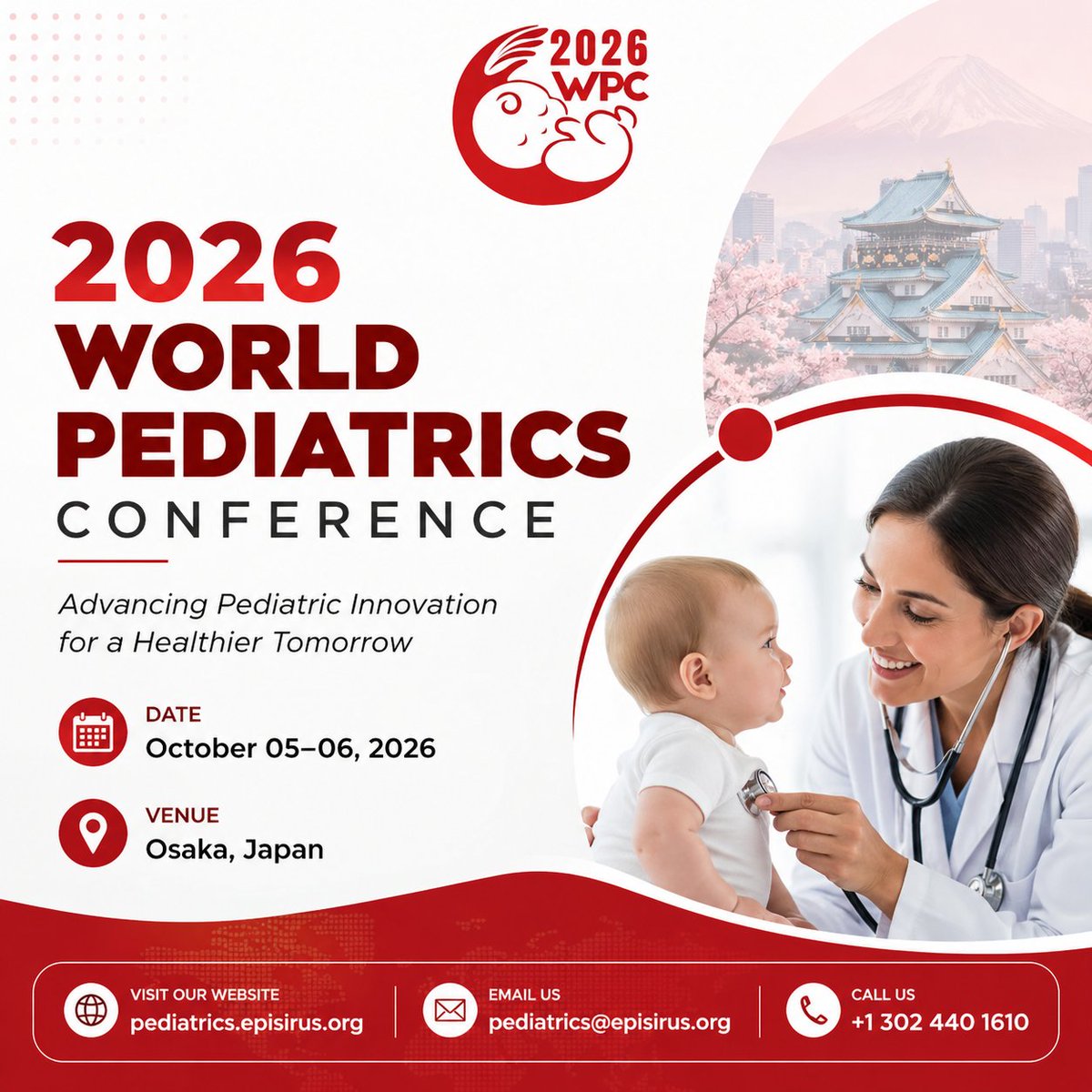 World_Pediameet's tweet image. Advancing pediatric innovation starts here. Join us at the 2026 World Pediatrics Conference in Osaka, Japan (Oct 05–06, 2026).
🌐 pediatrics.episirus.org
#2026WPC #Pediatrics #ChildHealth #MedicalConference #Osaka2026