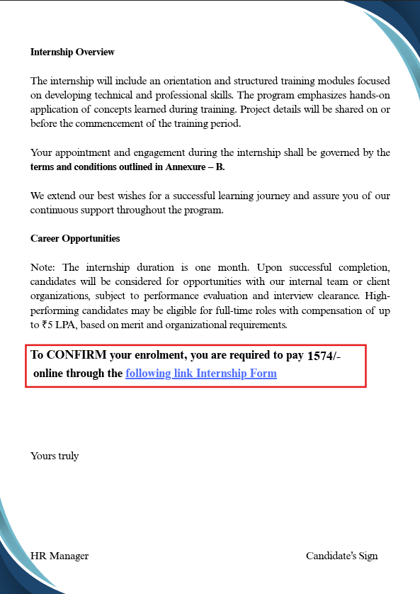 Nanthu250's tweet image. 🚨 Internship Awareness

Got an internship offer… but they asked me to pay ₹1500+ to confirm.

That’s a red flag.

👉 Real companies don’t charge you to work.
Stay alert. Verify before you apply.
#Internship #ScamAlert #Students #Career