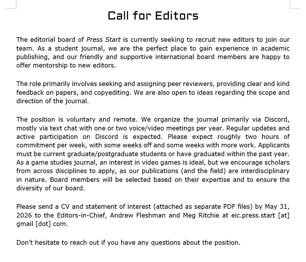 Press Start Journal tweet media