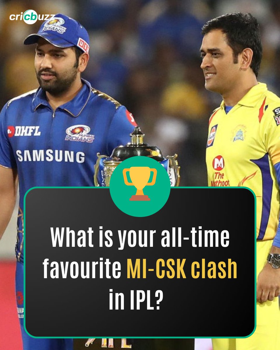 cricbuzz's tweet image. It's a big day in the #IPL today! 

So go on, tell us your favourite MI vs CSK clash 😬