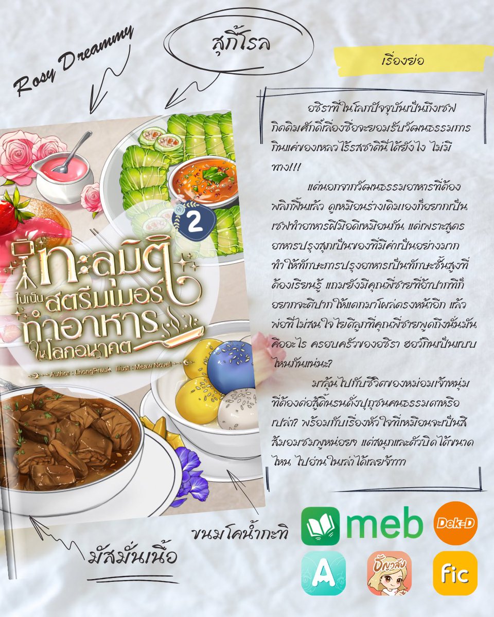 LPrauk's tweet photo. #ทะลุมิติไปเป็นสตรีมเมอร์ทำอาหารในโลกอนาคต   เรื่องราวของอชิราที่ความดังมาเยือนแบบไม่ทันตั้งตัว ก็เริ่มมีมารผจญ แต่มารดันเป็นพี่ชายต่างแม่ที่พ่นแต่พลังบวกเชิงลบนี่สิ แล้วไหนจะครอบครัวที่แสนจะยุ่งเหยิงนี่คืออะไร นายใช้ชีวิตมาจนถึงปัจจุบันได้ไงเนี่ยอชิรา ฮอว์กิน #meb   #นิยายวาย https://t.co/A61C2Kbi7H