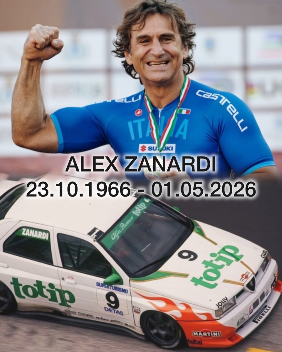 Godspeed Alex Zanardi! 
It started with an Alfa engine in F3. It continued with the 155 GTA in Superturismo. Two CART titles. Four Paralympic golds. A life that refused, repeatedly, to end.
May 1st finally took him. Same day that took another great champion 32 years ago…