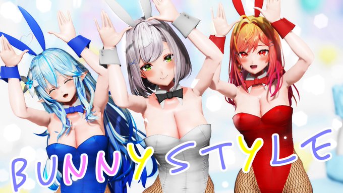 【ホロライブMMD】『Bunny Style』T-ARA 4K #白銀ノエル #雪花ラミィ #一条莉々華 より