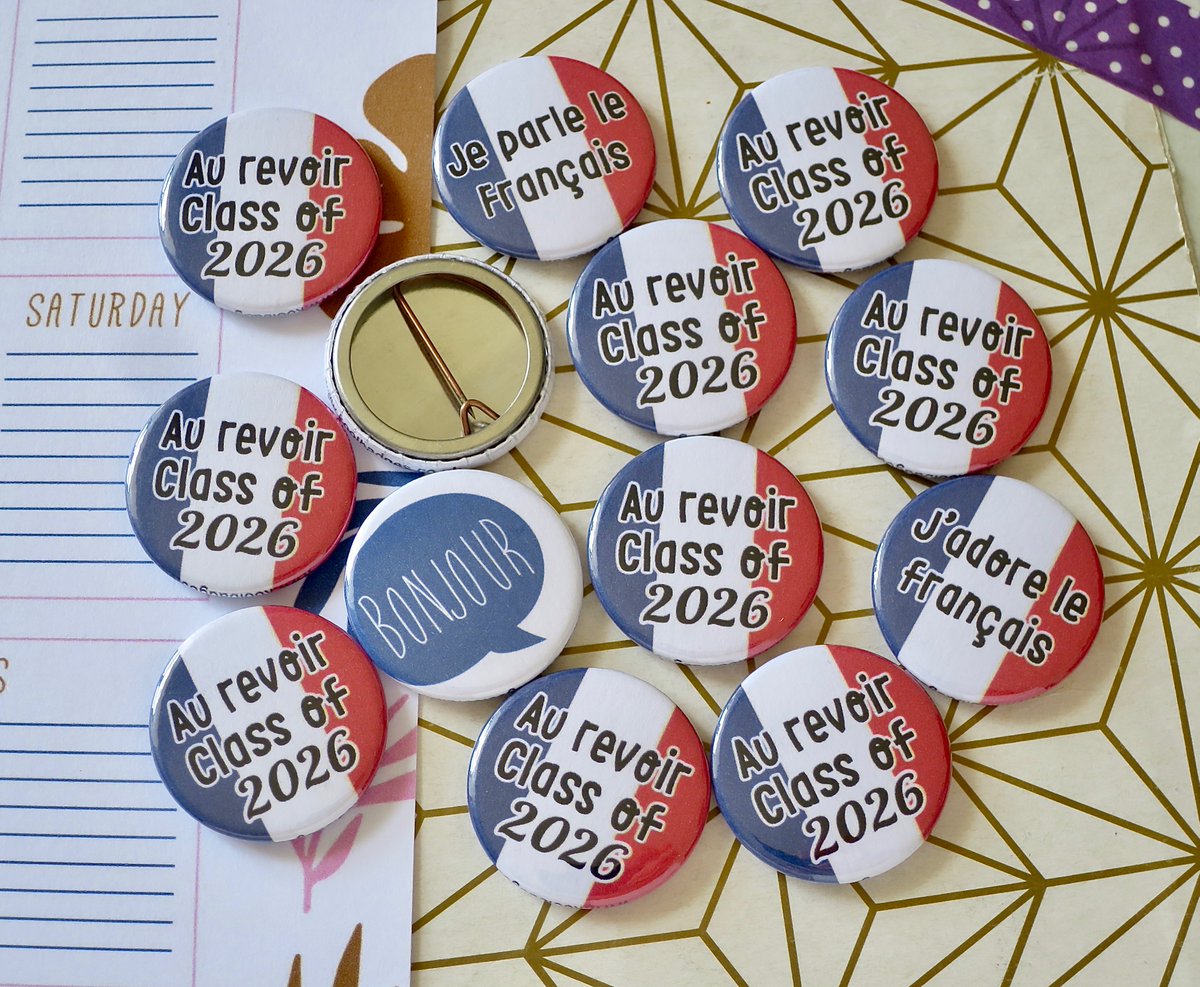 koolbadges's tweet image. Goodbye Class of 2026 - for Language students. We have French, German &amp;amp; Spanish koolbadges.co.uk/au-revoir-clas… #classof2026 #schoolleaver #exams #french #german #spanish #languageschool #koolbadges #badges #keepsake #ukmakers #endofterm