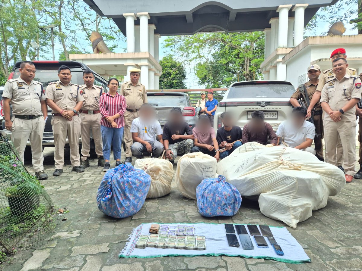 MajuliPolice's tweet photo. On 02/05/2026 at 03:30 AM, Majuli Police, acting on credible input, conducted a raid at Perabhari village (under Bongaon OP) and seized 114.86 kg ganja &amp; ₹3,98,770 cash. Six accused arrested. Case registered; investigation underway.
@CMOfficeAssam
@assampolice 
@DGPAssamPolice https://t.co/ytl8u6qrc9