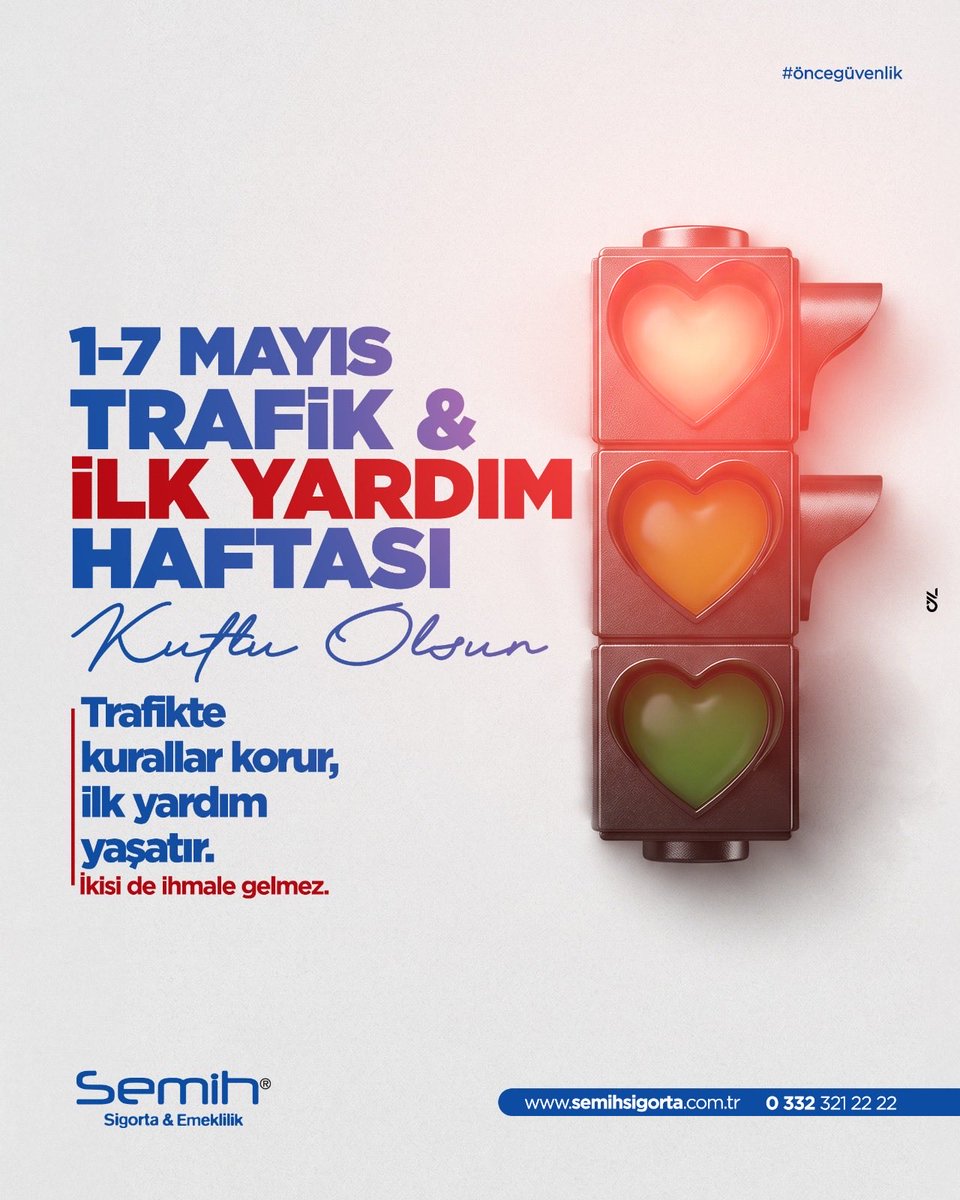 Hayat bir anlık dikkatsizlikle değişebilir…
Kurallara uymak sizi korur, doğru müdahale ise hayat kurtarır.

1-7 Mayıs Trafik &amp; İlk Yardım Haftası’nda unutmayın:
Bilinçli sürüş, doğru ilk yardım = daha güvenli yarınlar. 🚦❤️

#TrafikHaftası #İlkYardım #ÖnceGüvenlik #SemihSigorta