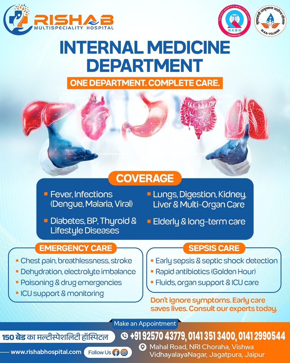 rishabhospital's tweet image. 📰 110 वर्ष की महिला ने जीती मौत से जंग | Septic Shock से सफल रिकवरी
जयपुर के Rishab Multispeciality Hospital की टीम ने 110 वर्षीय मुन्नी देवी को गंभीर हालत से बाहर निकालकर नई जिंदगी दी।
#SepsisAwareness #CriticalCare #ICUSupport #MedicalSuccess #RishabHospital #RMHJaipur