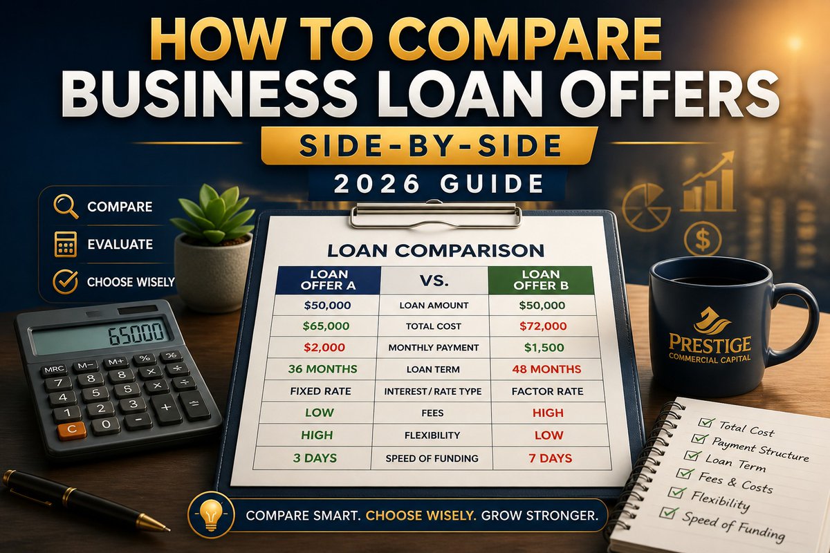PrestigeComCap's tweet image. Most business owners compare loan offers WRONG.

They look at:

❌ Monthly payment
❌ Loan amount

Instead of:

✔ Total cost
✔ Fees
✔ Structure
✔ Flexibility

👉 Lower payment ≠ better deal

Learn How:  tinyurl.com/yh28h26a
 
#BusinessLoans #SMBFinance #CashFlow