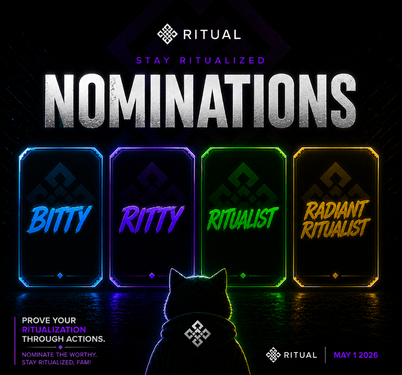 YanzCrypto's tweet photo. Nominations are now open.
Are you ready to take your place?

This isn’t about asking.
This is about earning.

Who can nominate:
• Radiant Ritualist → Ritualist
• Radiant Ritualist + Ritualist → Ritty
• Radiant Ritualist + Ritualist + Ritty → Bitty

Guidelines:
• One nomination per cycle
• No campaigning
• No bots
•No self-nominations

Only those who consistently contribute and meet the requirements will move forward.
This system rewards real builders.

Step up.
Show your value.
Stay Ritualized. 🔥
@ritualnet