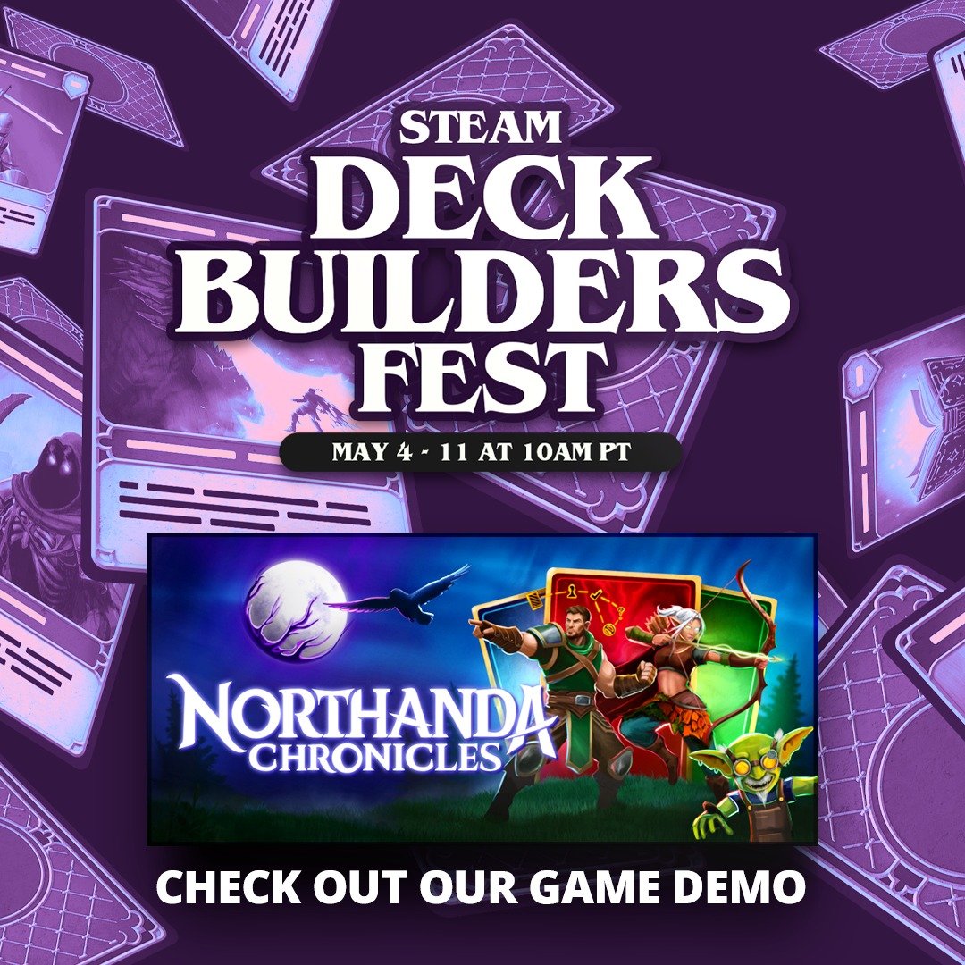 Northanda Chronicles is officially in the Steam Deckbuilders Fest 2026!
Bringing together hundreds of games in our favourite genre. The Steam Deckbuilders Fest is an awesome chance to catch some amazing games. Running May 4th-11th.

Interested in Playtesting?
We will be