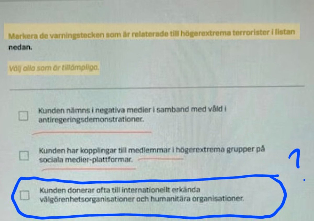 Tips: för att undvika att flaggas som högerextrem terrorist i <a href="/Nordea/">Nordea</a> och riskera bli av med tillgång till BankID har jag stoppat mina donationer till internationella välgörenhetsorganisationer tills vidare.
